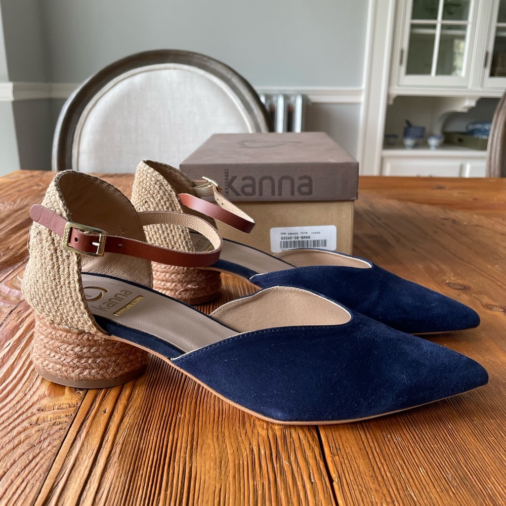 Kanna Handmade Blue Suede Shoes/Spain/Size 8